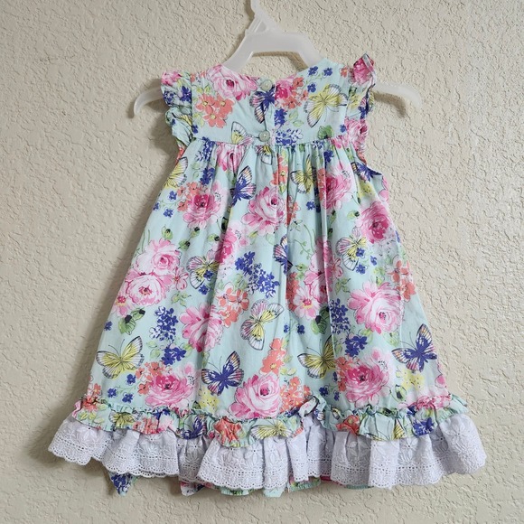 Laura Ashley London 18M Baby Girls Floral Butterfly Lace Dress Short Sleeve - Picture 4 of 14